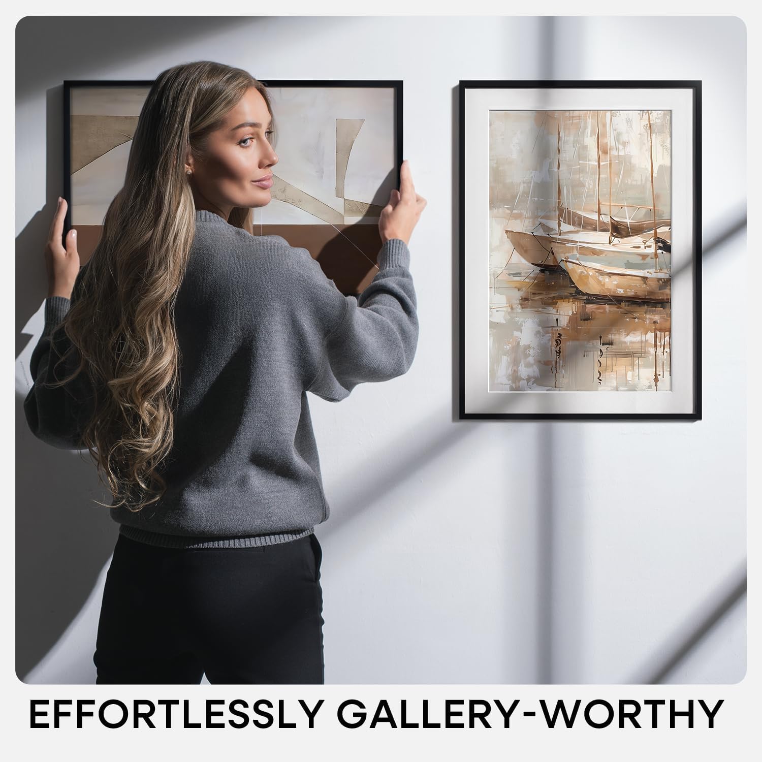Homeforia black aluminum frame easy assembly and hanging