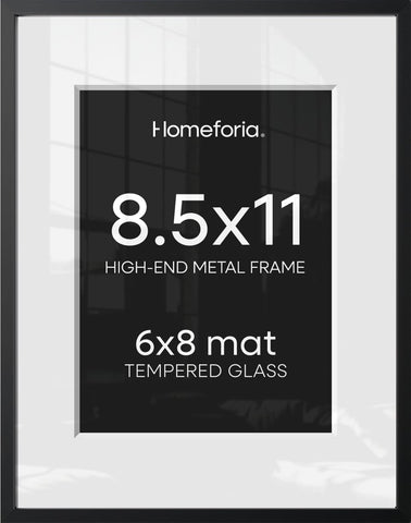 Homeforia black picture frame, 8.5 x 11, with sleek modern matte finish.