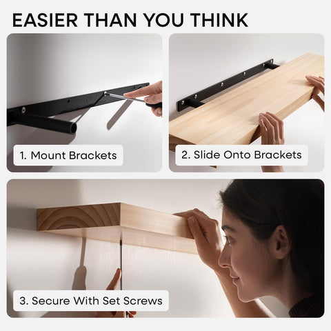 Homeforia heavy-duty bracket detail shows sturdy support and flush mounting.
