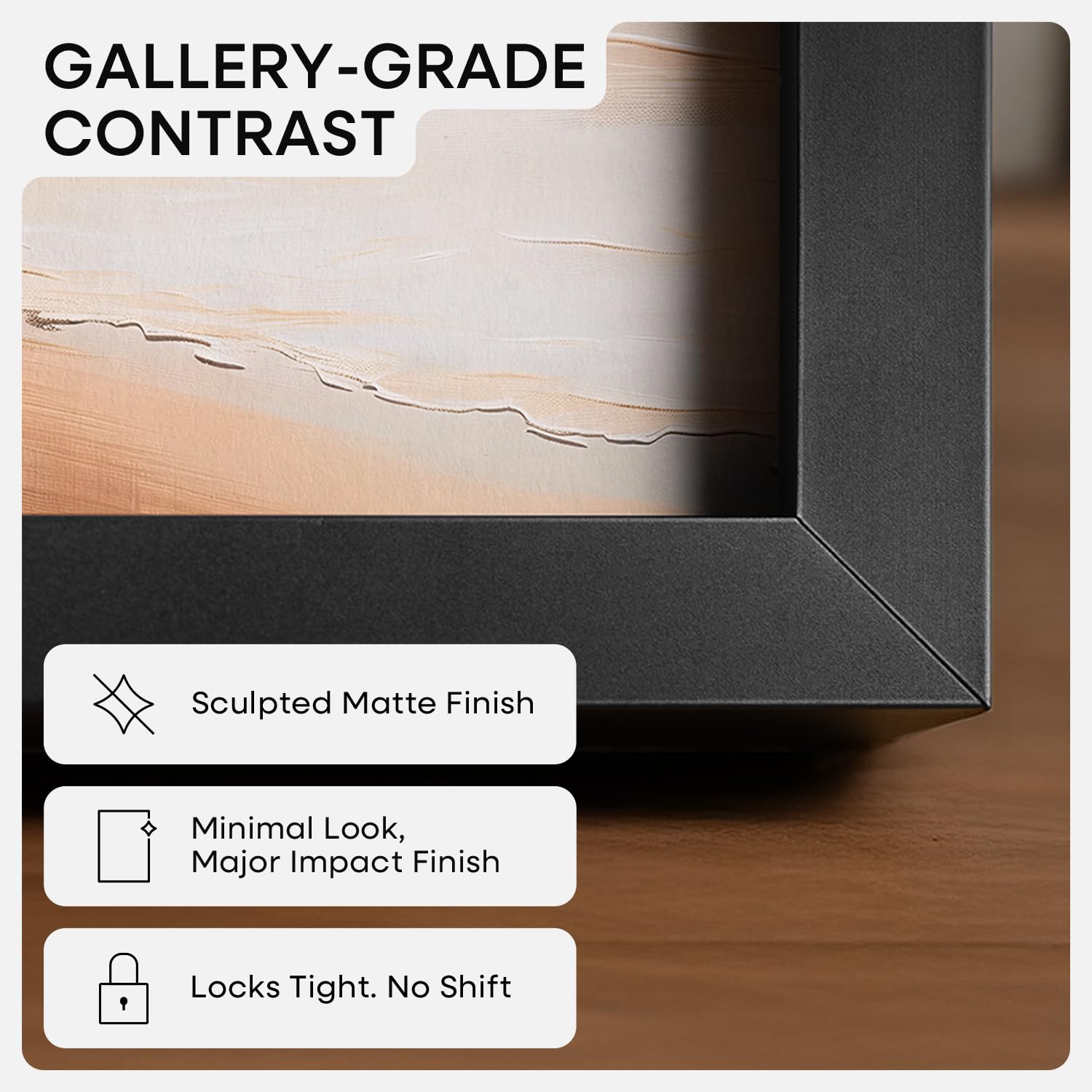 Homeforia matte black frame highlighting mat detail for gallery precision.