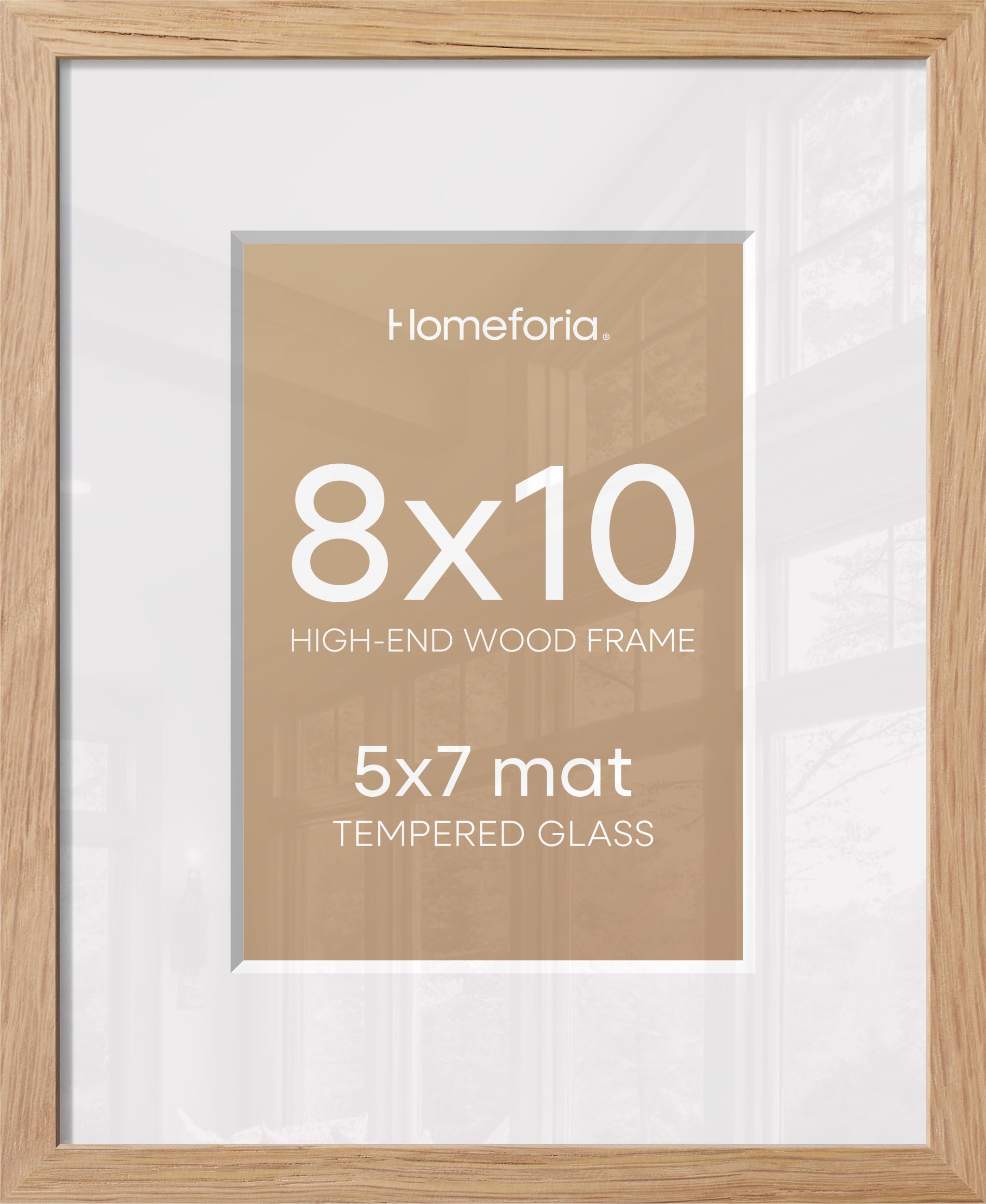 Homeforia natural oak 8x10 frame with warm grain for upscale wall displays.