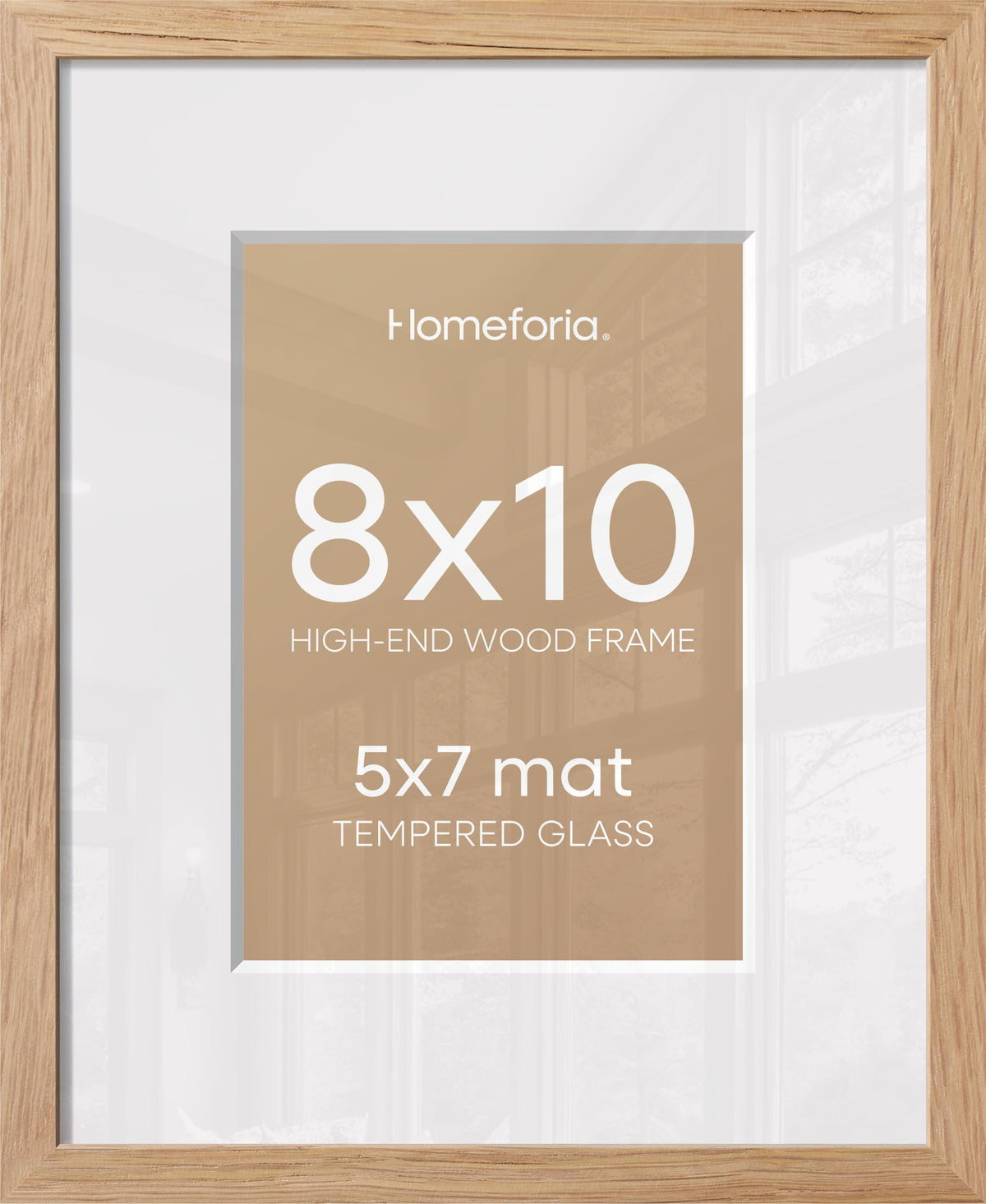 Homeforia natural oak 8x10 frame with warm grain for upscale wall displays.