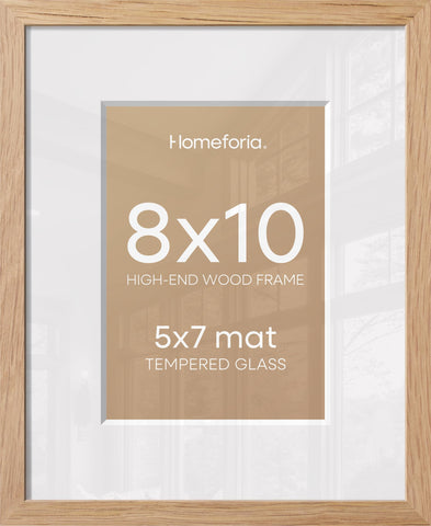 Homeforia natural oak 8x10 frame with warm grain for upscale wall displays.