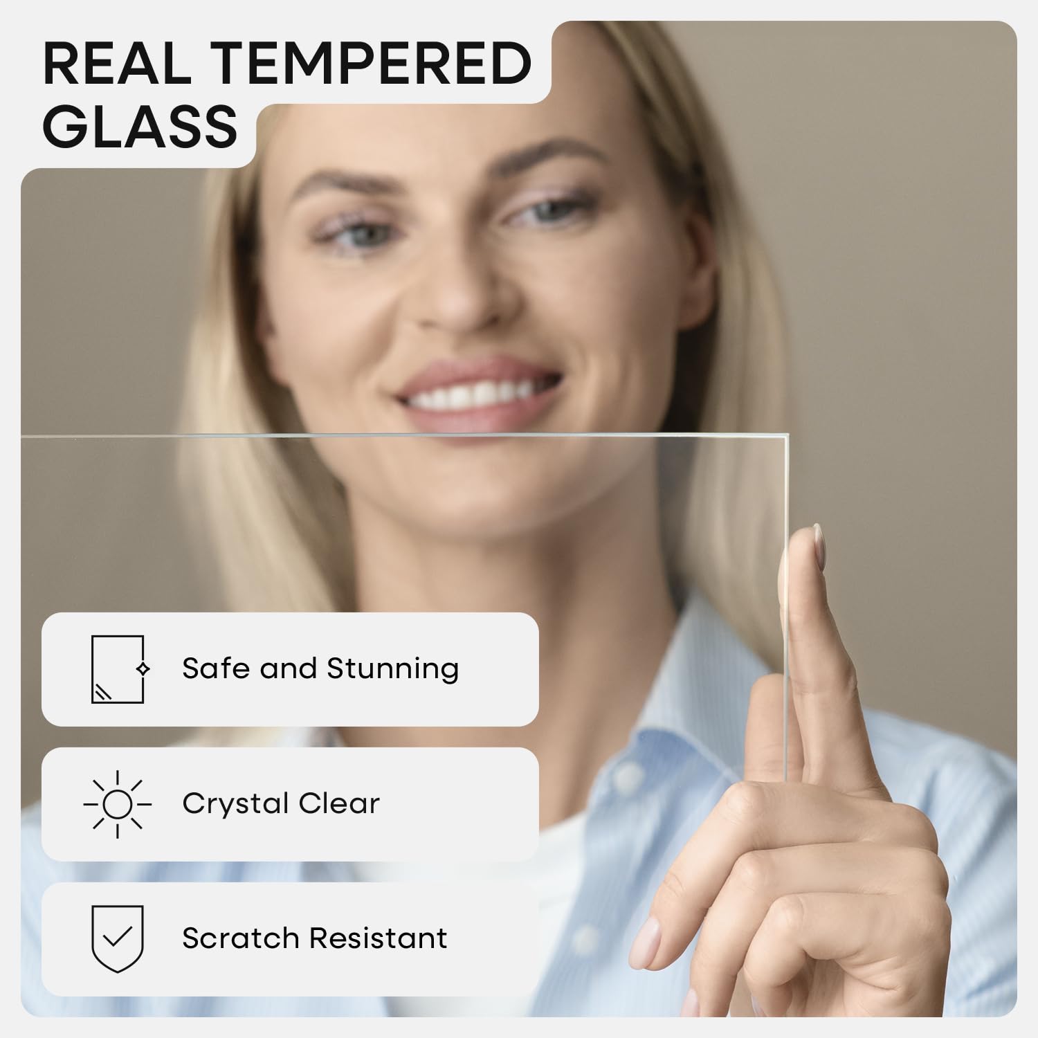 Homeforia tempered glass provides true clarity for sharp photo details.