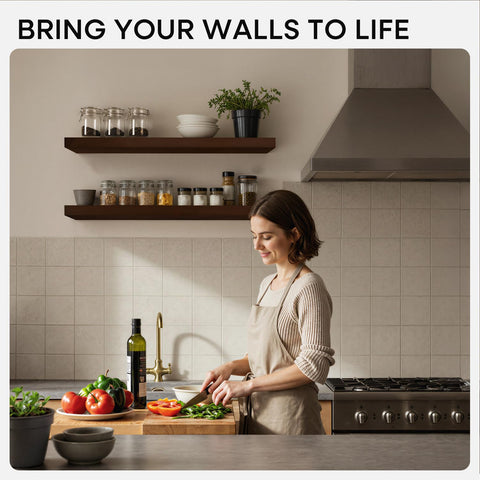 Homeforia wall-mounted floating shelf setup showing flush-to-wall appearance.
