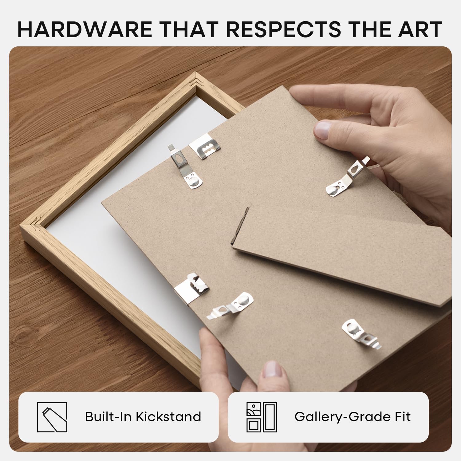 Homeforia frame supports wall mounting or tabletop display with ease.