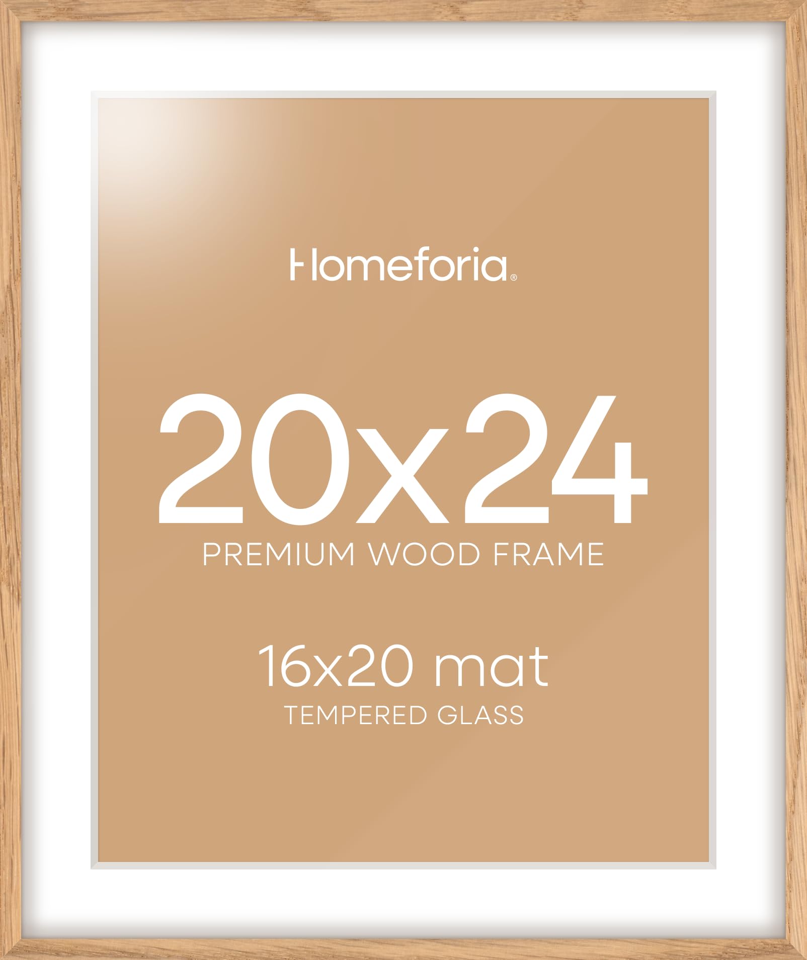 Homeforia wood frame 20x24 natural oak shows real grain for a luxurious display
