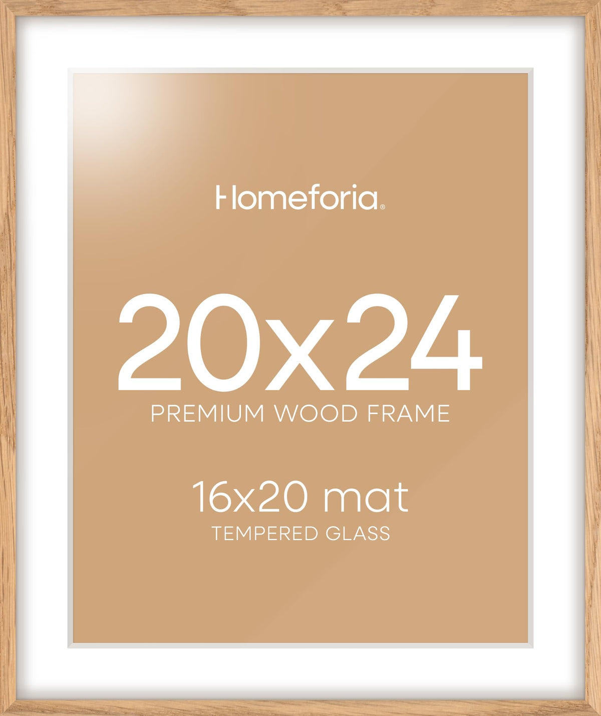 Homeforia wood frame 20x24 natural oak shows real grain for a luxurious display