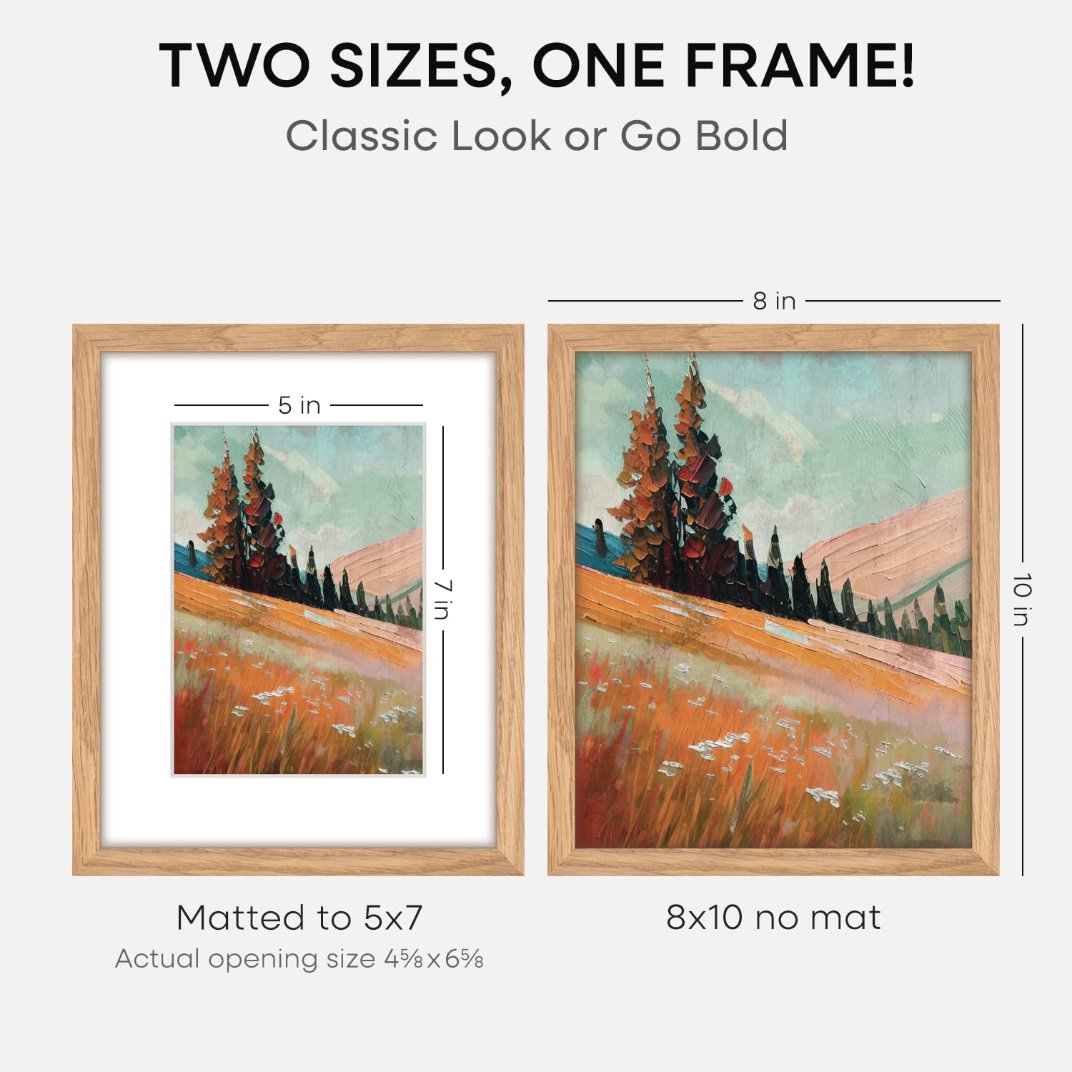 Homeforia wood frame with 5x7 mat adds clean negative space.
