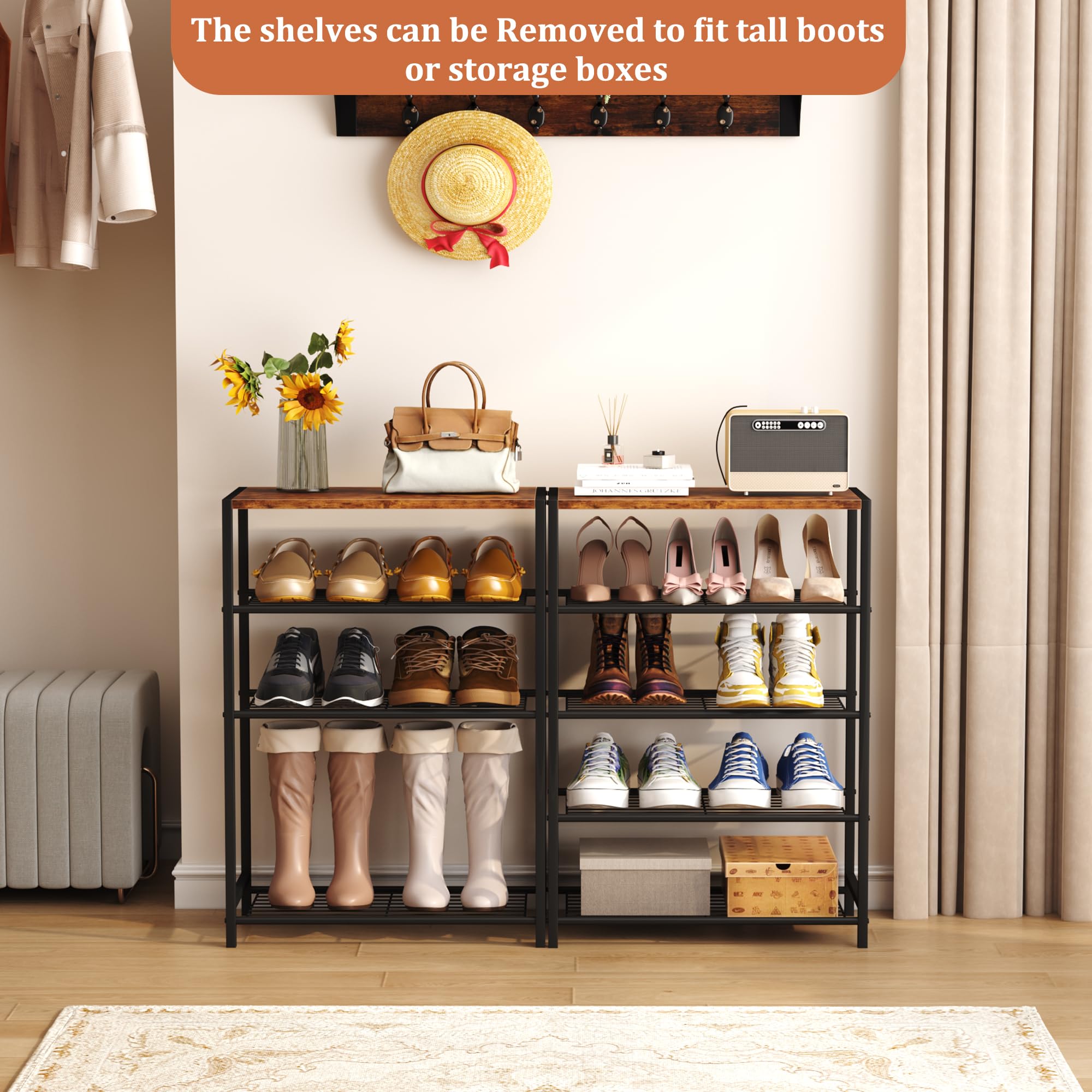 HOMEFORT 3-pairs-per-shelf capacity for regular shoes.