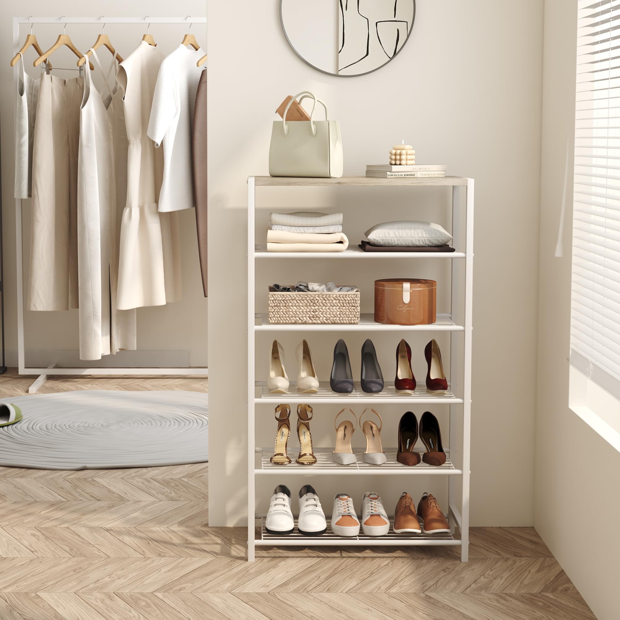 HOMEFORT durable metal shelves close up on strong, industrial style