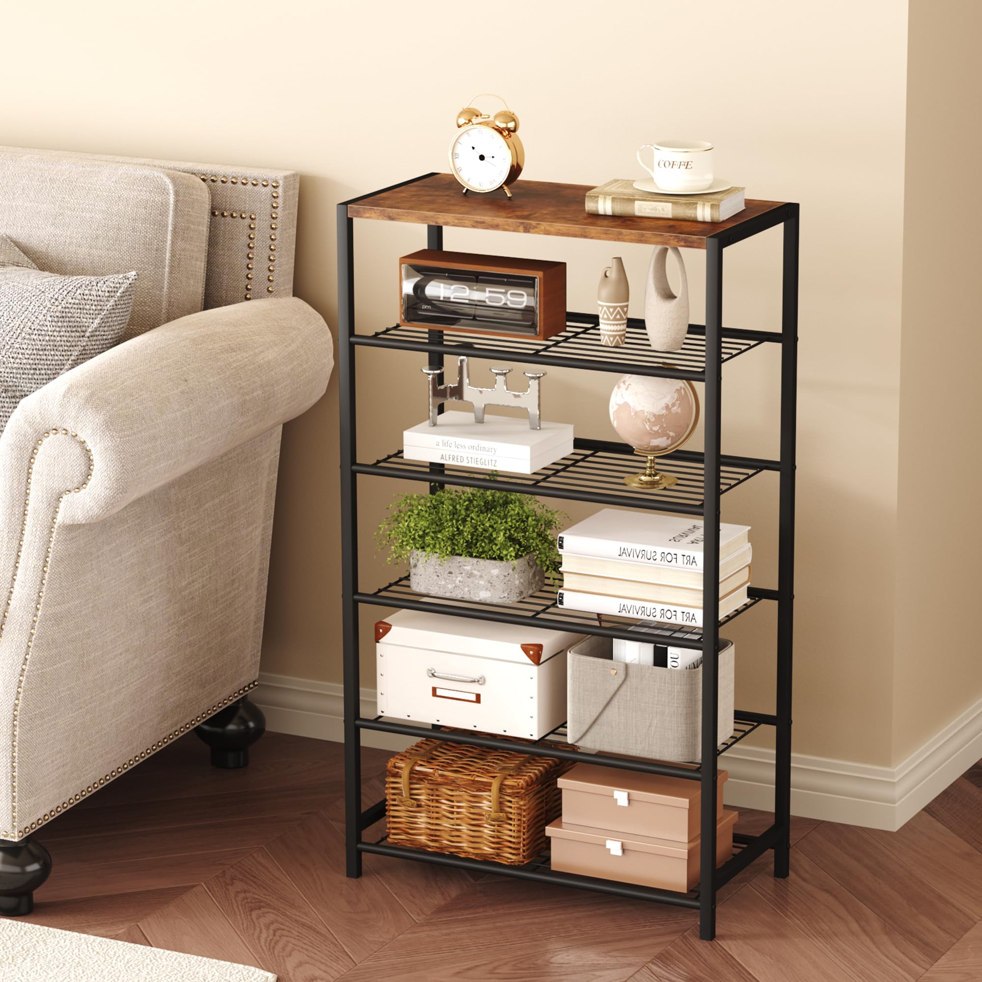 HOMEFORT narrow-space shoe storage fits tight hallways while keeping footwear accessible.