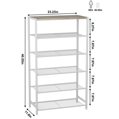 HOMEFORT shelf holding three pairs of shoes on each level