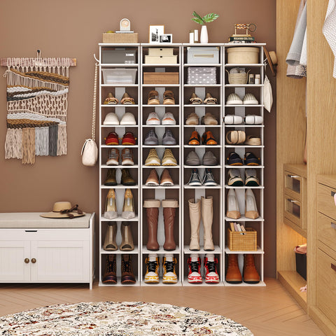 HOMEFORT slim wooden shoe storage stand fits beside a door with clean lines.