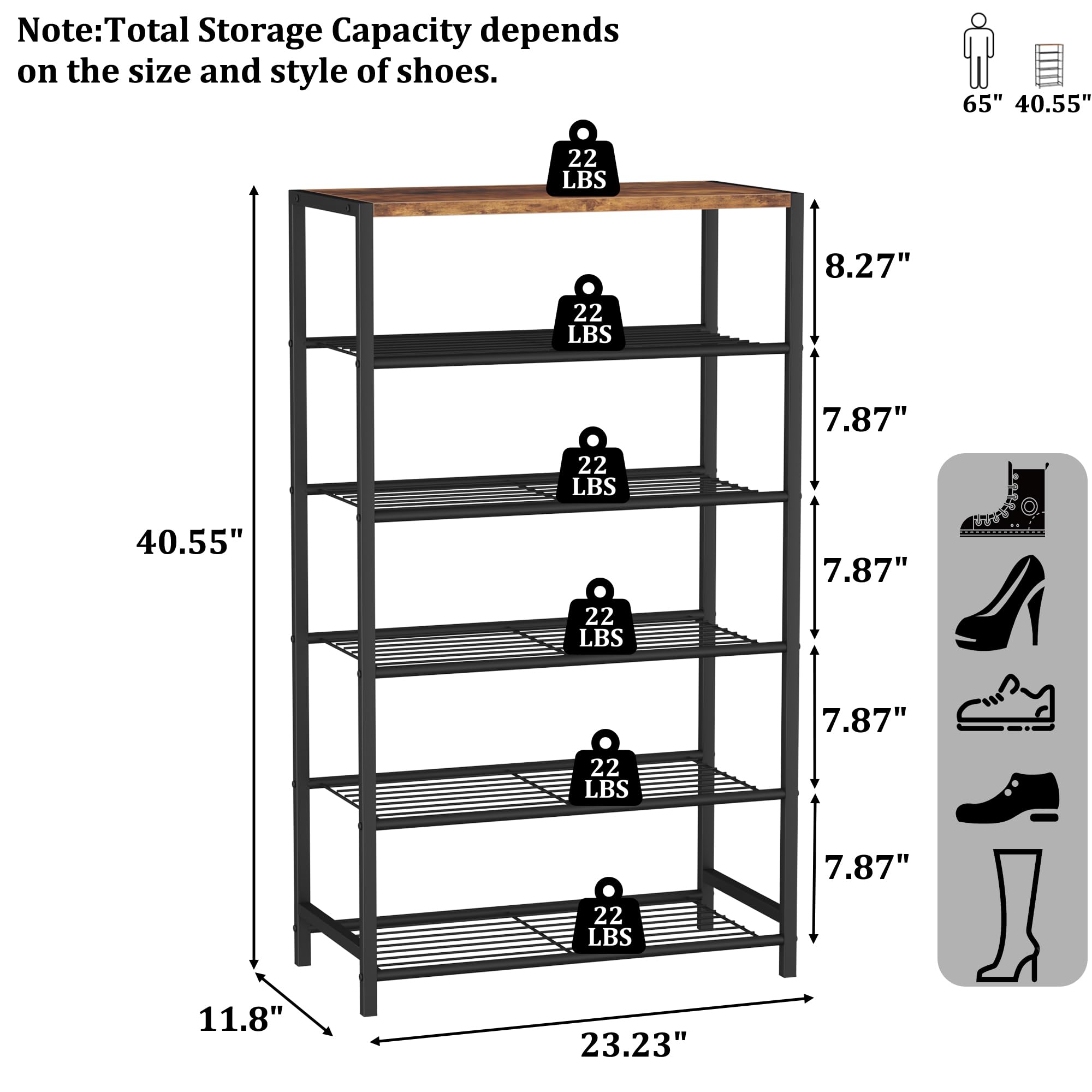 HOMEFORT sturdy metal shelves with wood accents offer durable storage and style.