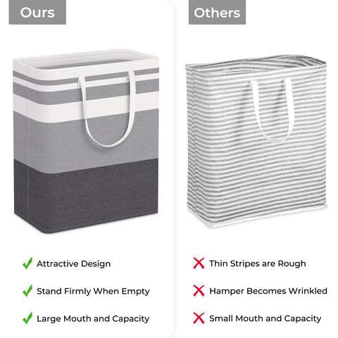 HomeHacks 2-Pack Large Laundry Basket collapsed to save space when not in use.