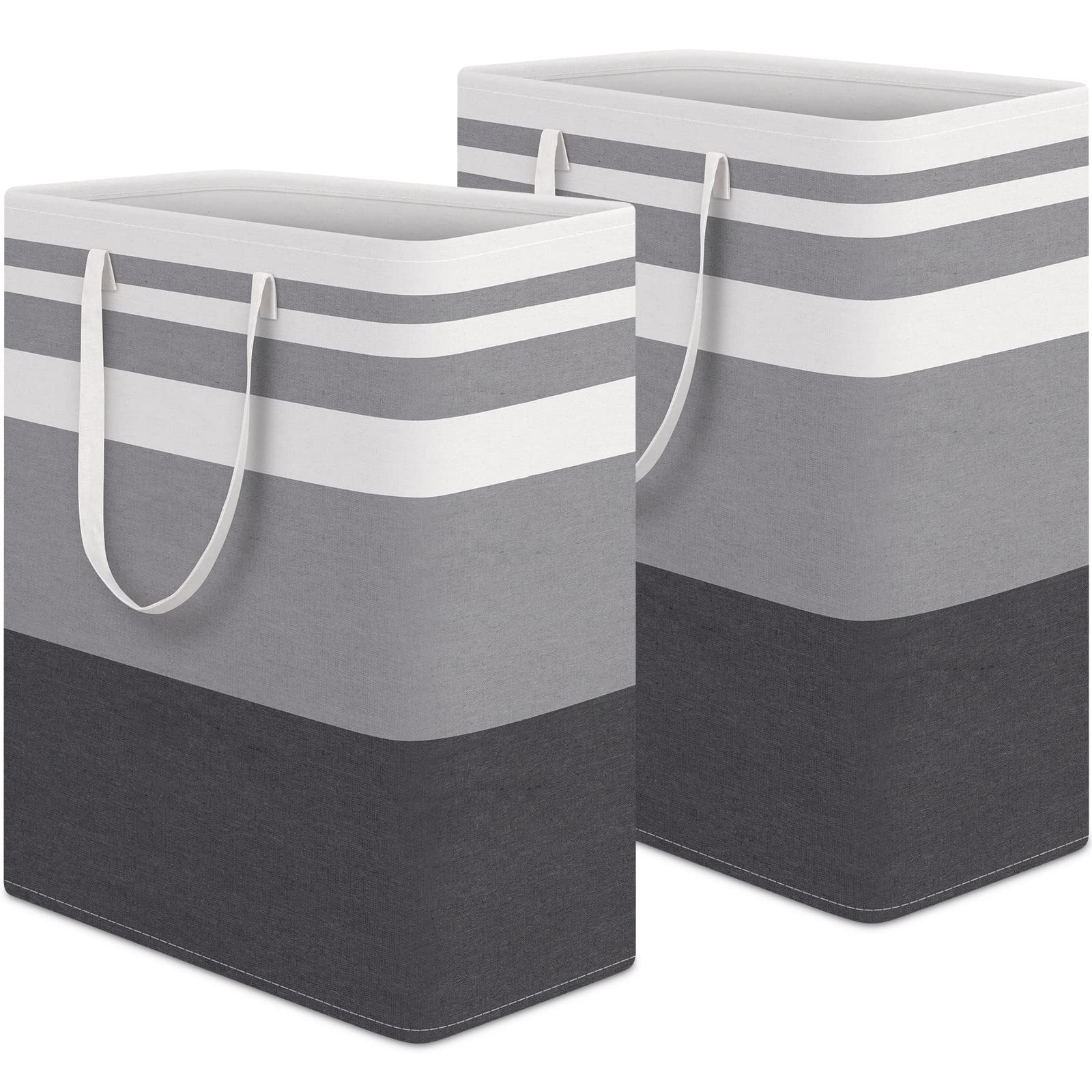 HomeHacks 2-Pack Large Laundry Basket front view shows freestanding stability for easy loading.