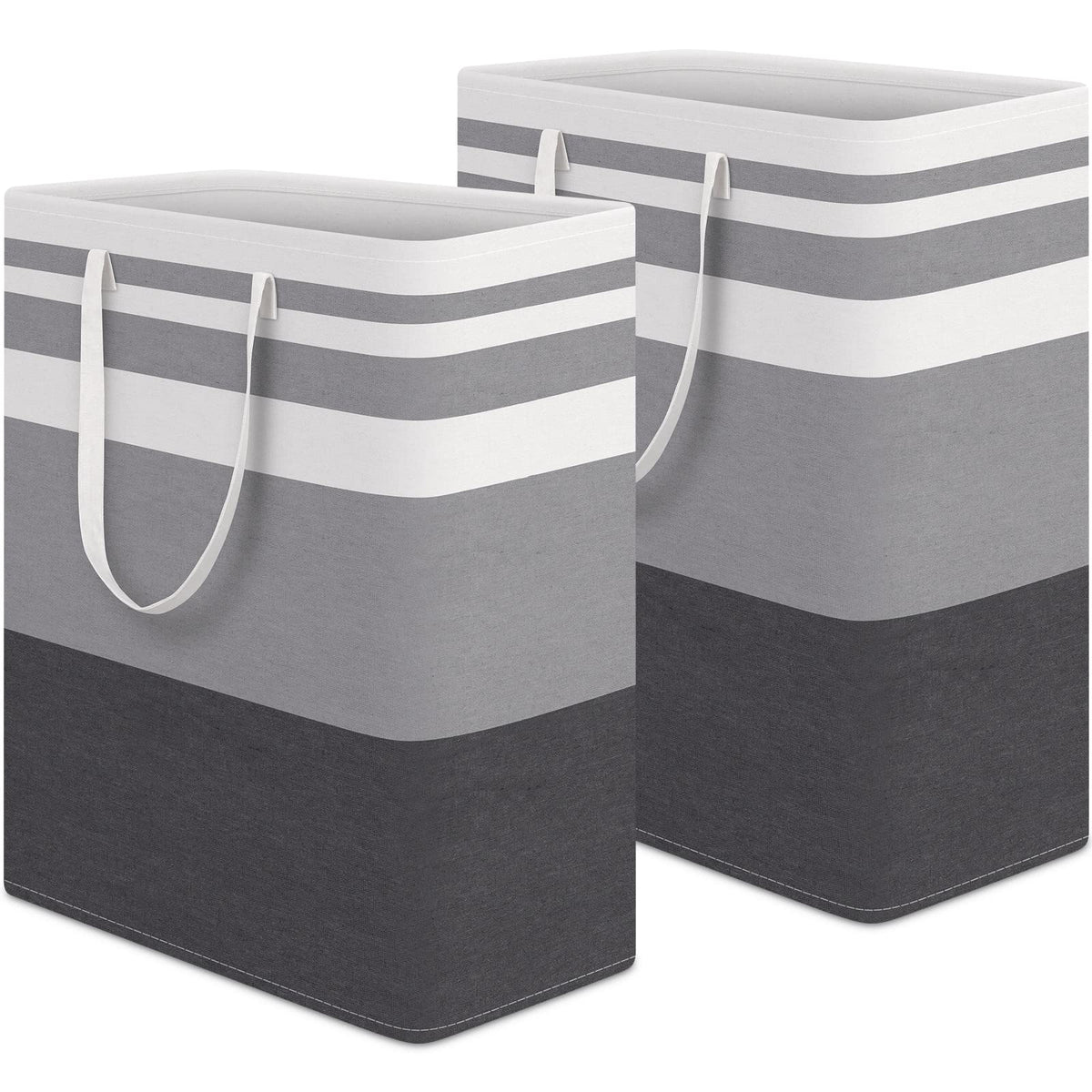 HomeHacks 2-Pack Large Laundry Basket front view shows freestanding stability for easy loading.