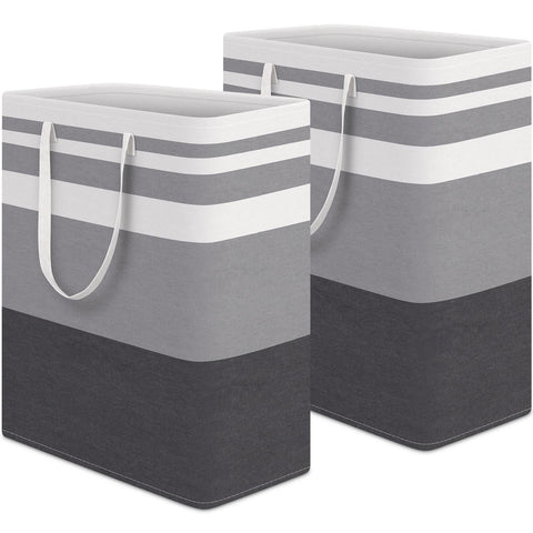 HomeHacks 2-Pack Large Laundry Basket front view shows freestanding stability for easy loading.