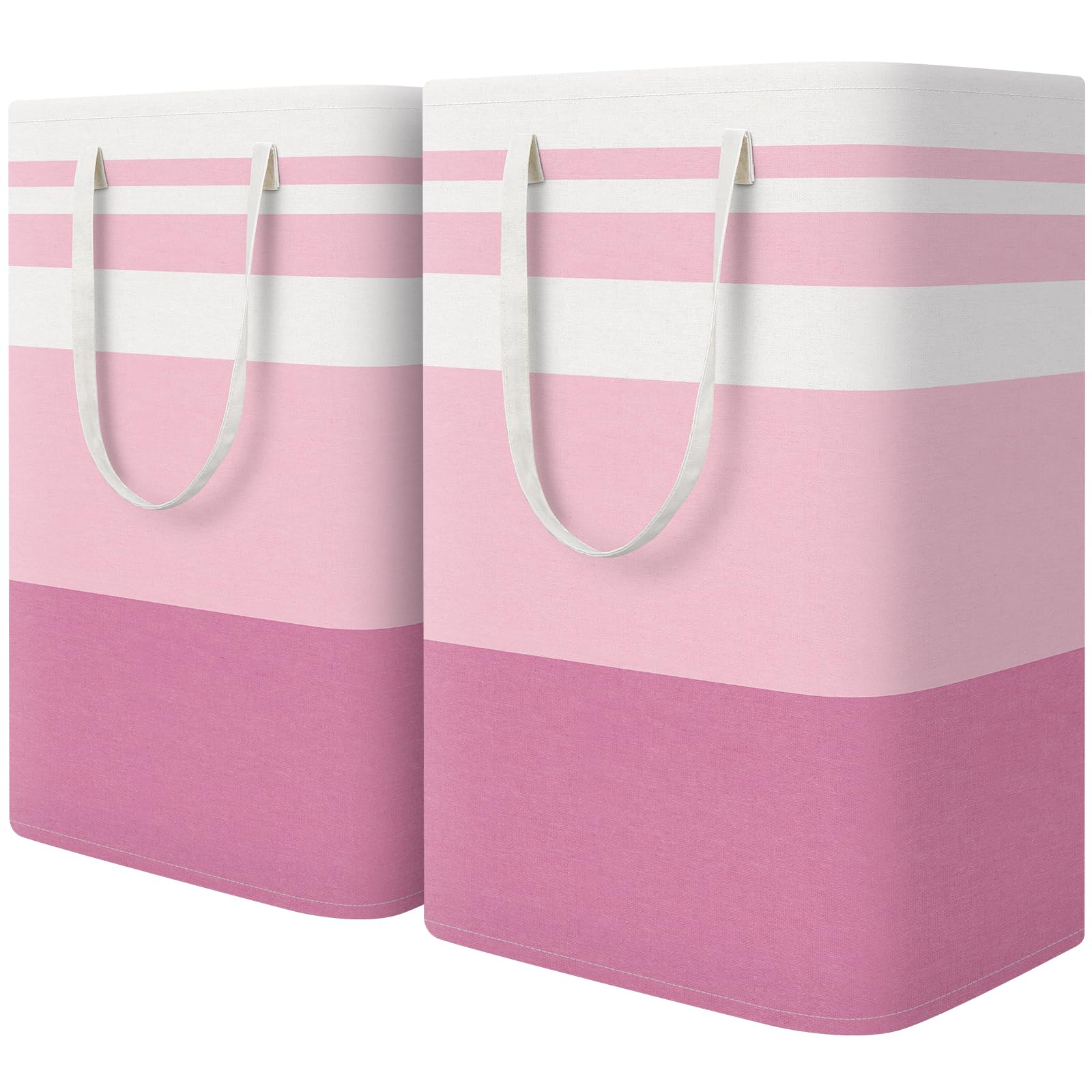 HomeHacks 2 pack large pink laundry baskets for dorms and bedrooms