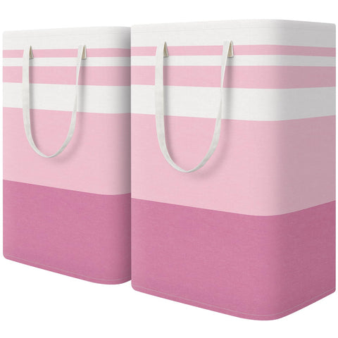 HomeHacks 2 pack large pink laundry baskets for dorms and bedrooms