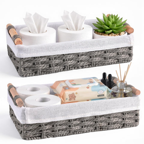 HomeHacks 2-pack storage baskets with handles for easy countertop organization