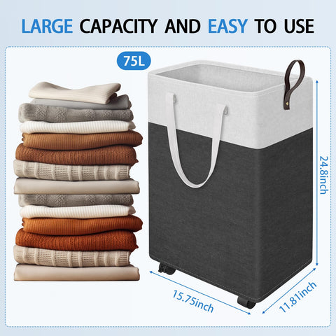 HomeHacks four-wheel design facilitates smooth movement from bedroom to laundry area.