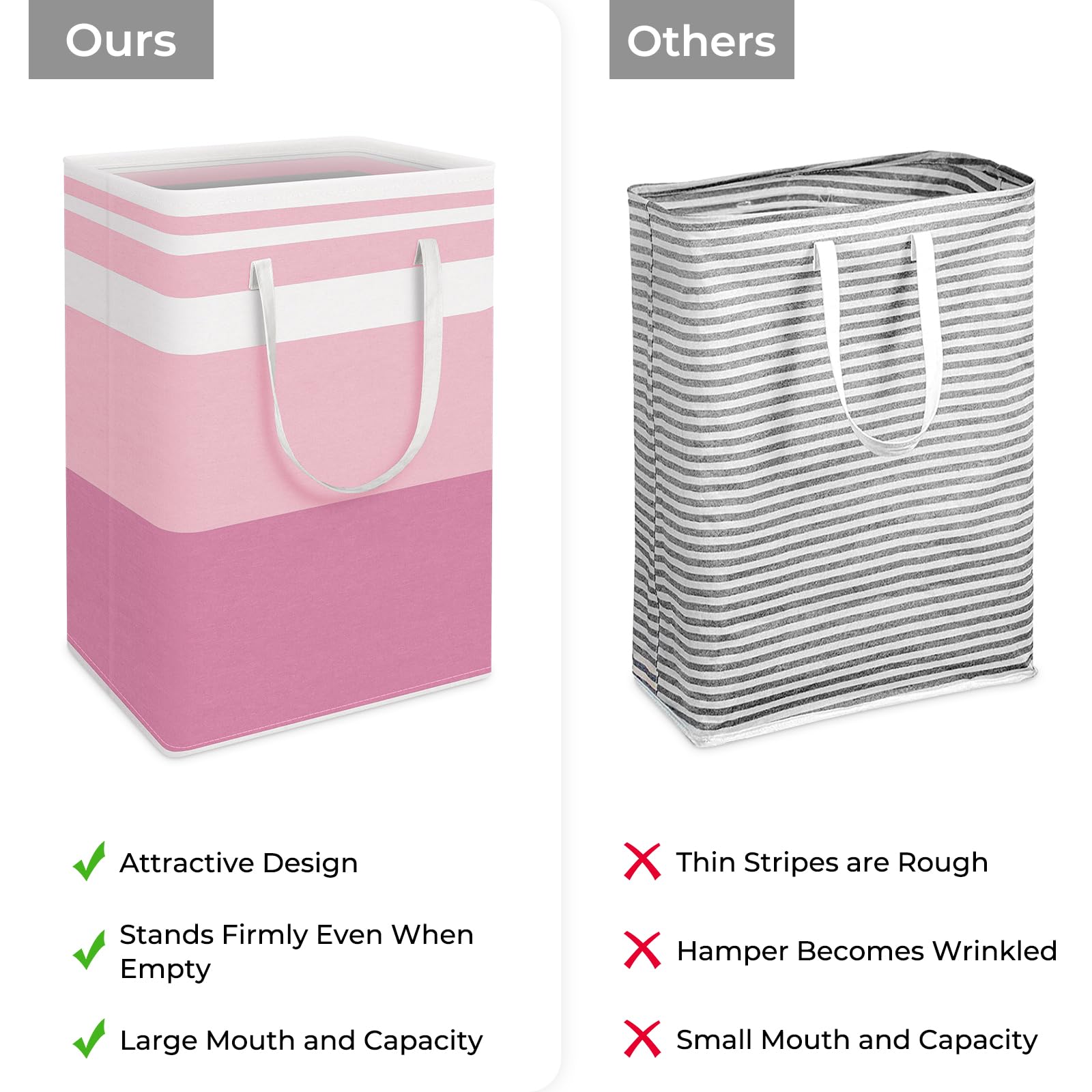HomeHacks 75L capacity laundry hamper shows large space for bulk laundry.