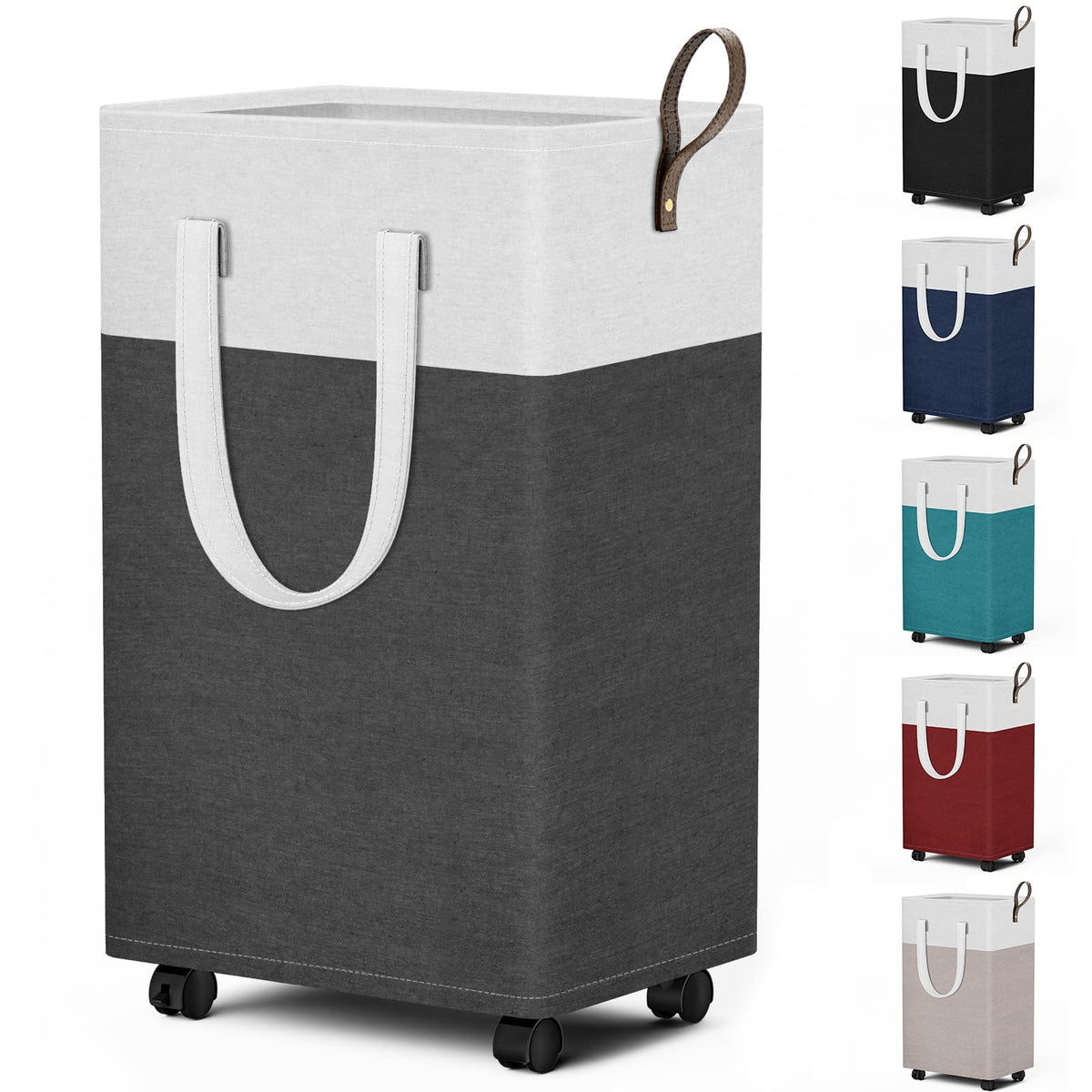 HomeHacks 75L rolling laundry hamper with wheels for easy transport.