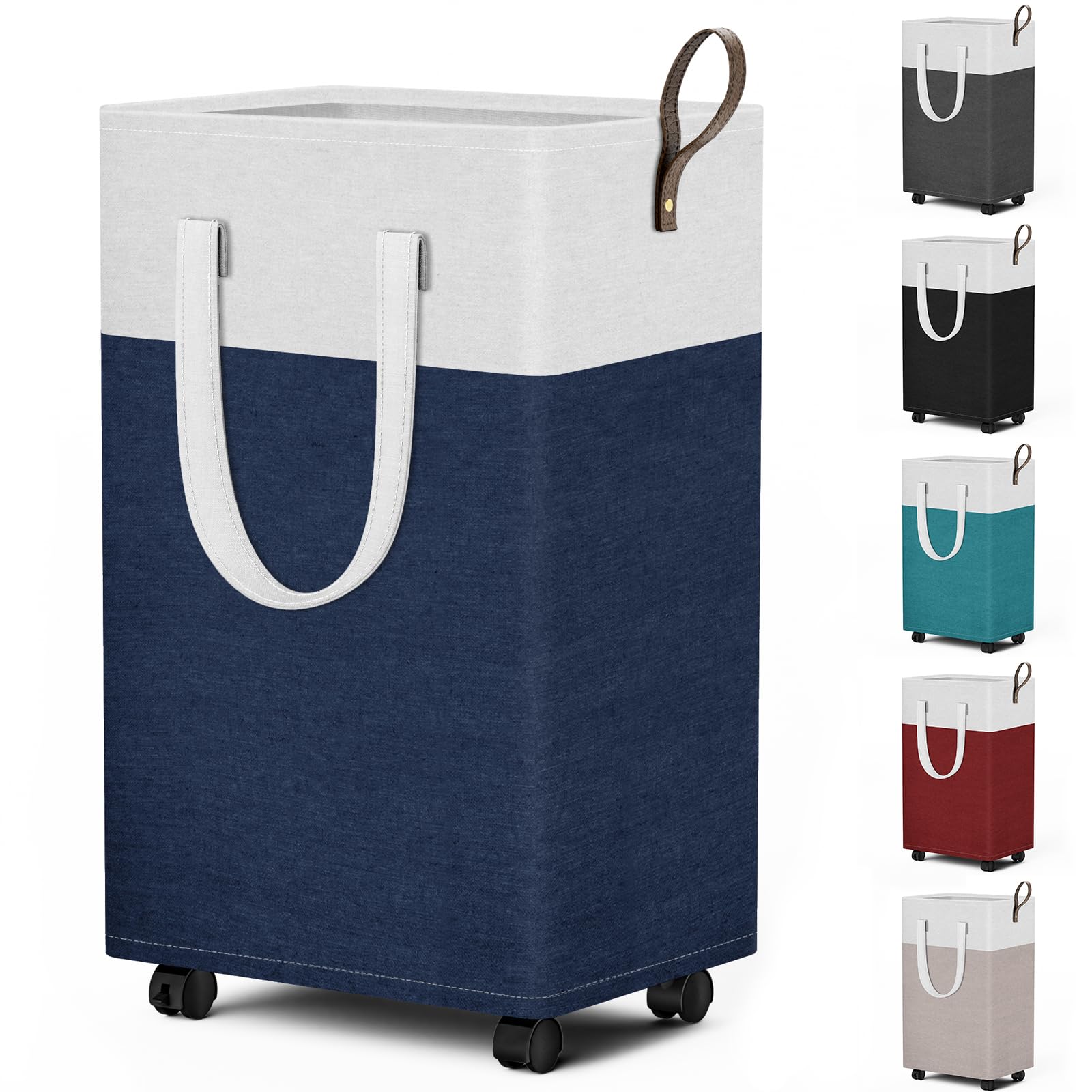 HomeHacks 75L rolling laundry basket with wheels for easy transport