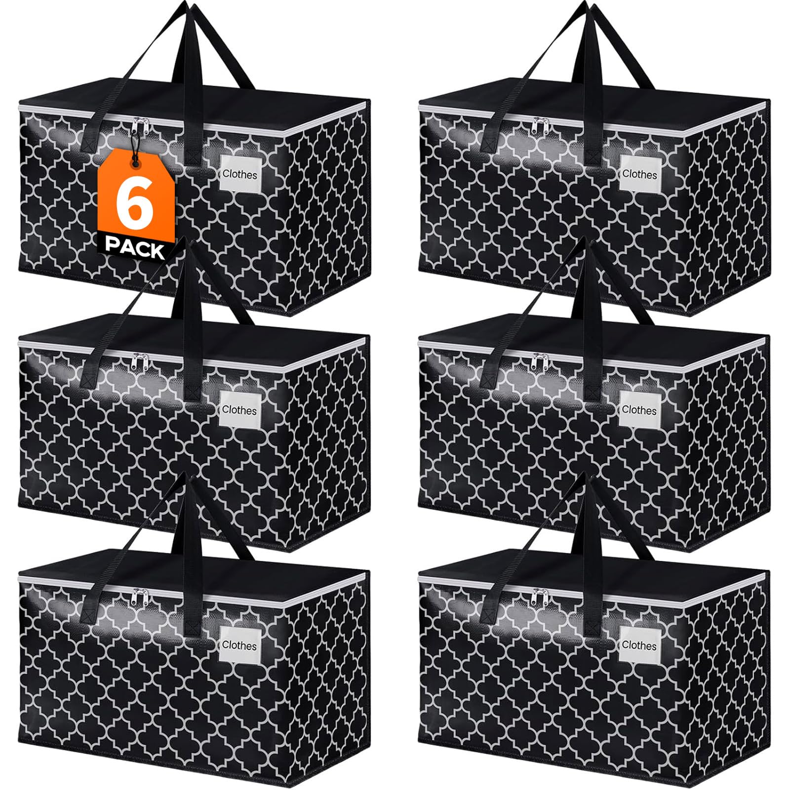 HomeHacks heavy-duty bags with tag pockets front view for easy labeling and organization.