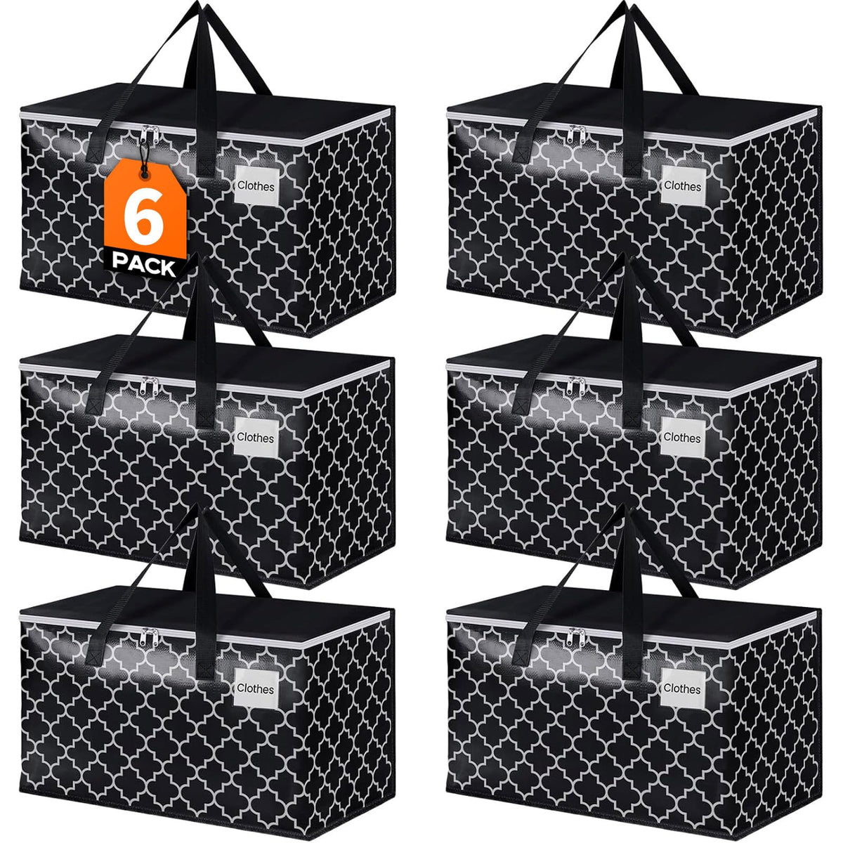 HomeHacks heavy-duty bags with tag pockets front view for easy labeling and organization.