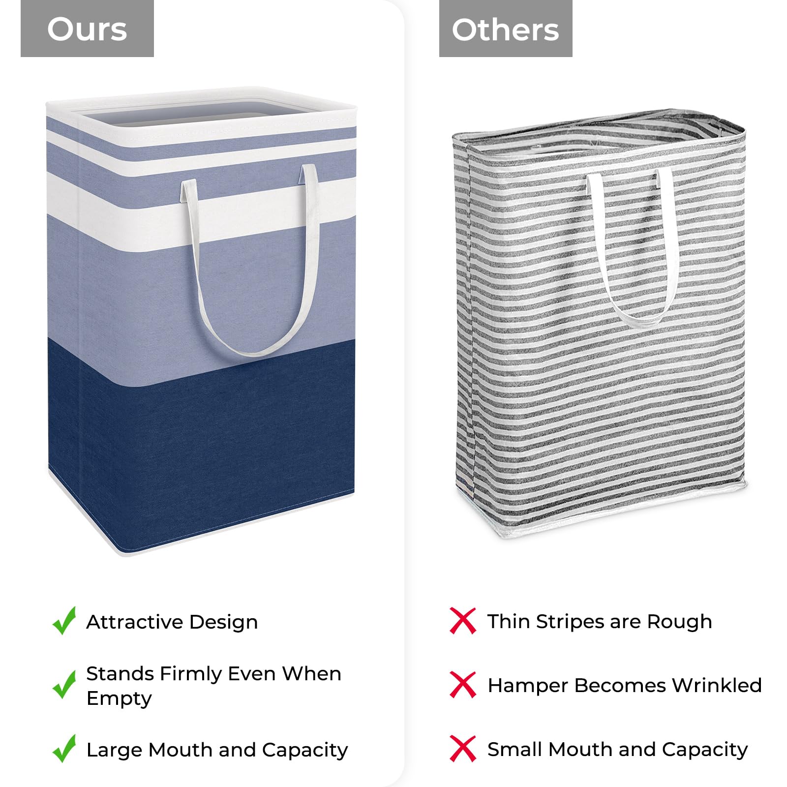 HomeHacks 2-Pack Laundry Basket with double reinforced handles for easy carrying.