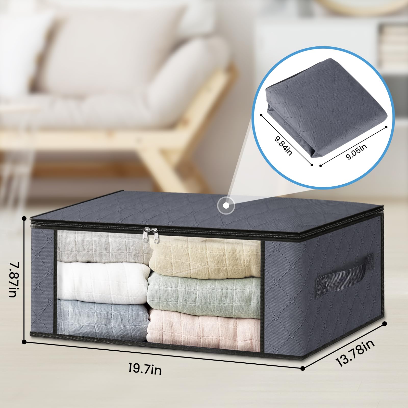 HomeHacks Storage 4-Pack large clear window bins for quick item identification.
