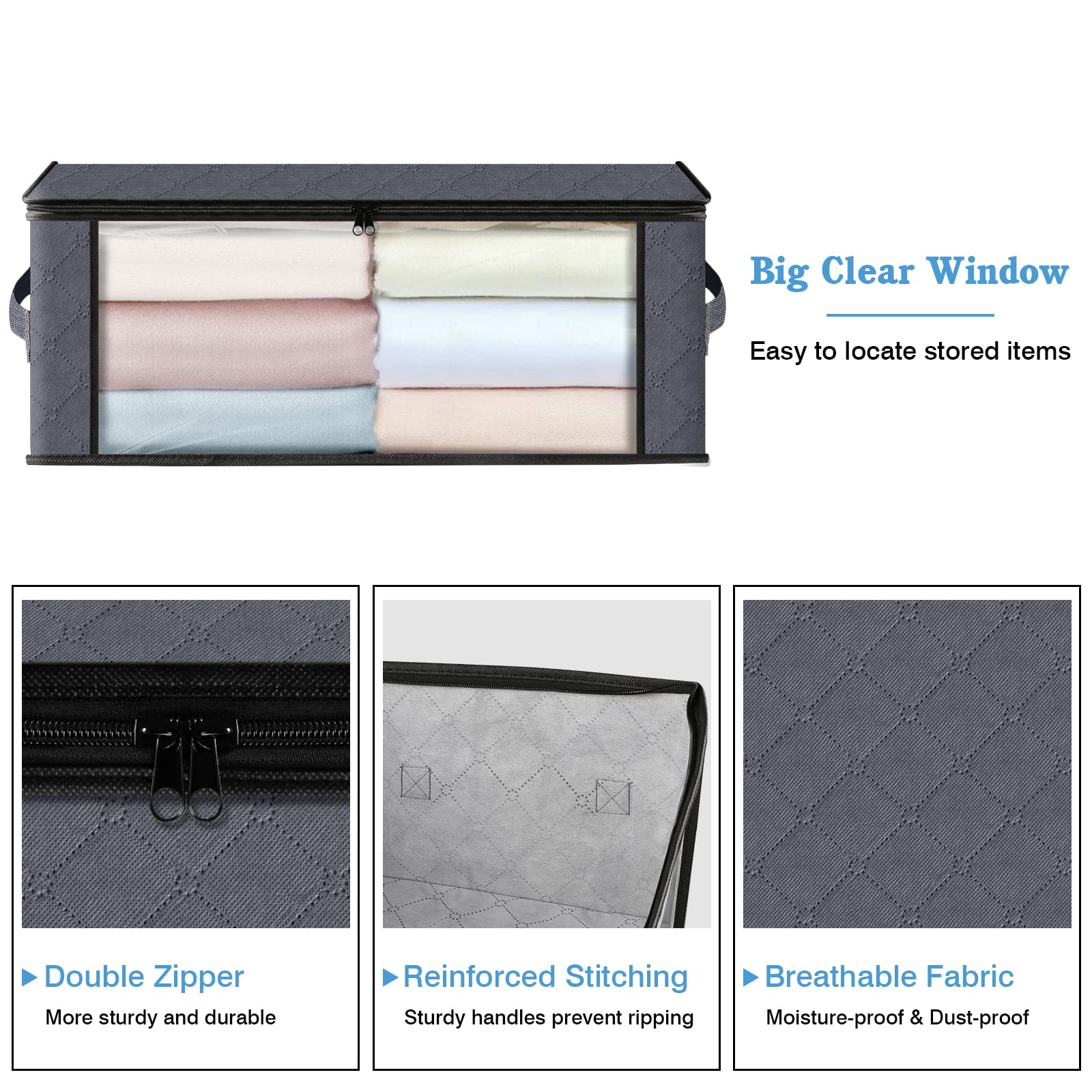 HomeHacks Storage 4-Pack sturdy handles bin for easy carry even when full.
