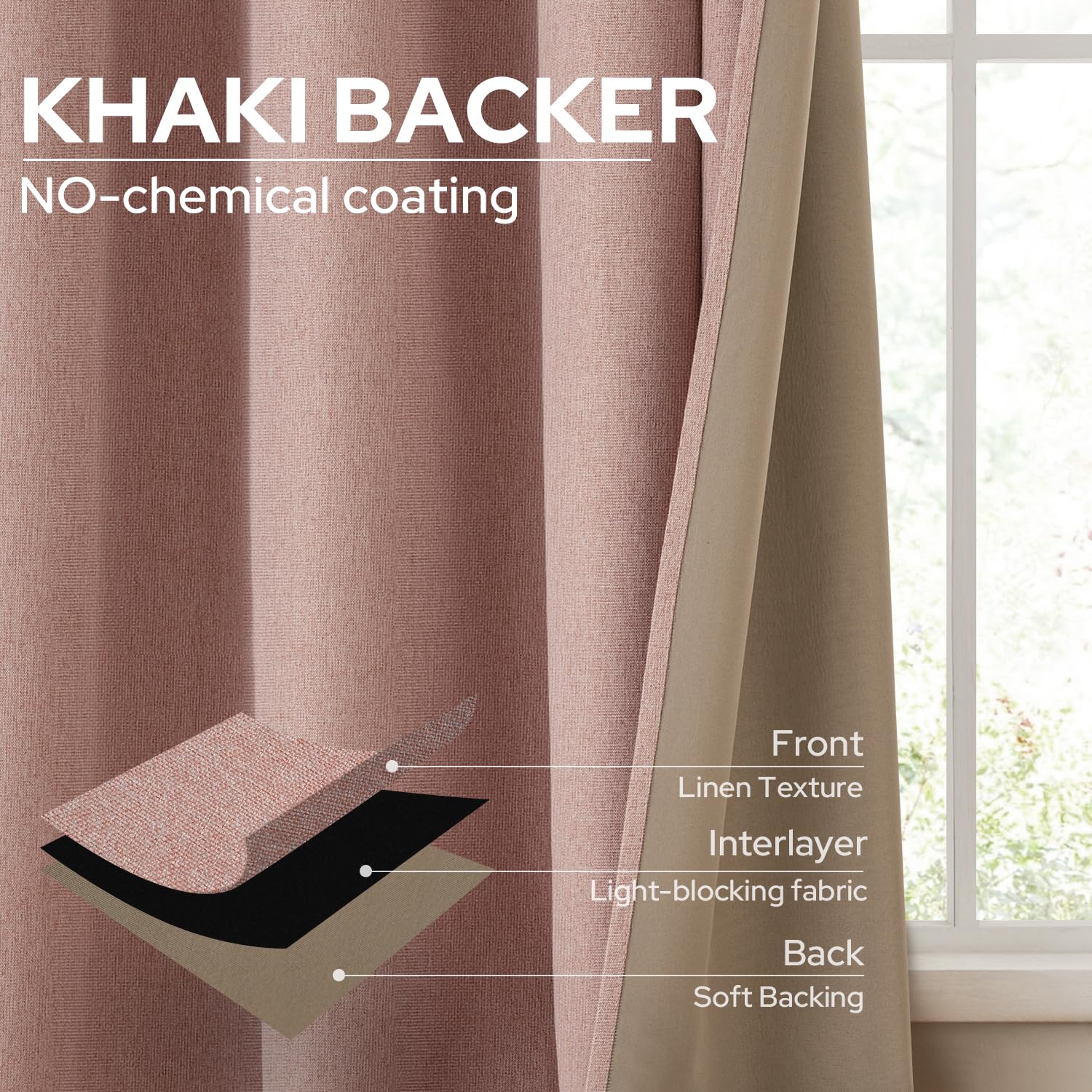 HOMEIDEAS 280GSM nano linen fabric provides premium feel with no chemical odor.