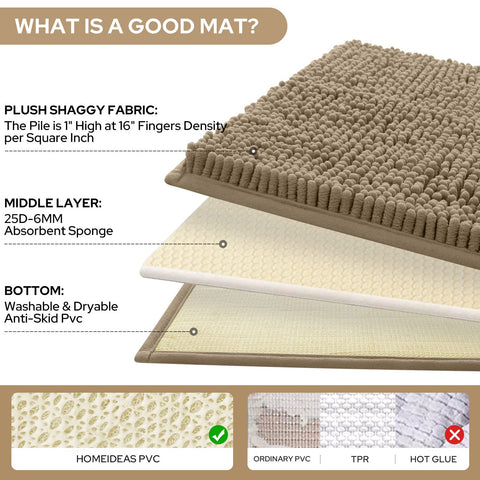HOMEIDEAS large bath rug 20x32 cushions your steps and dries quickly after showers