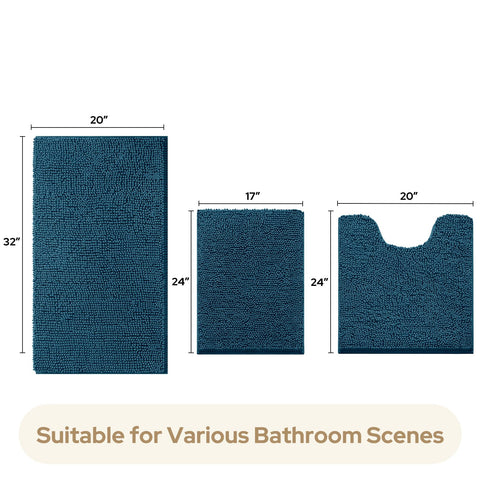 HOMEIDEAS 3-piece bathroom rugs large 20x32 offers plush comfort and moisture trapping.