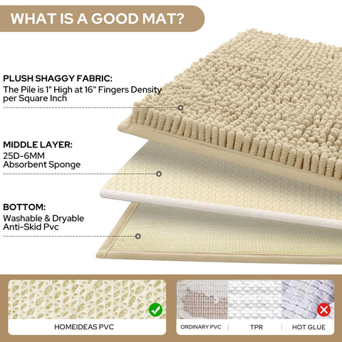 HOMEIDEAS Large Bath Rug 20x32 provides full coverage and plush comfort.