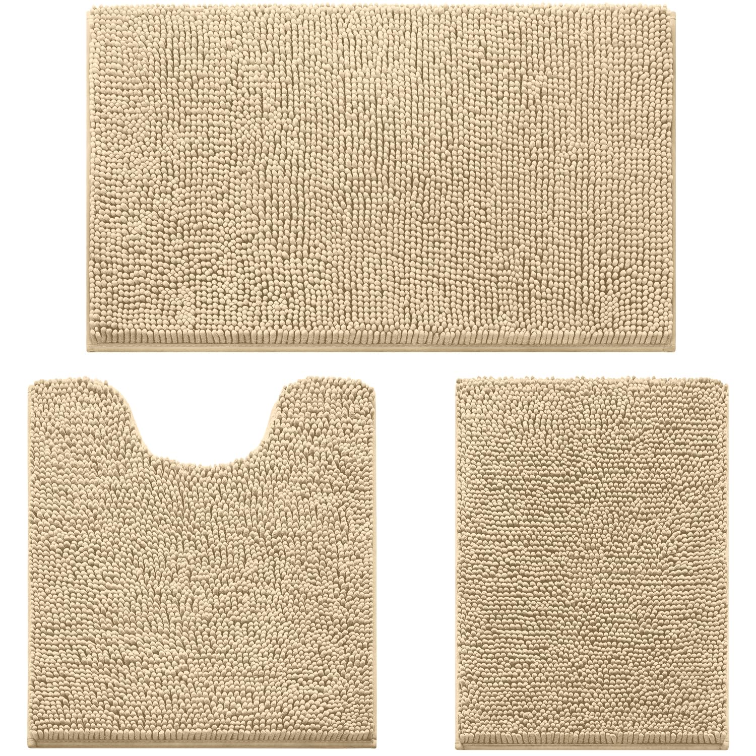 HOMEIDEAS 3 Pieces Bath Rug set small 17x24 for compact spaces and quick moisture absorption.