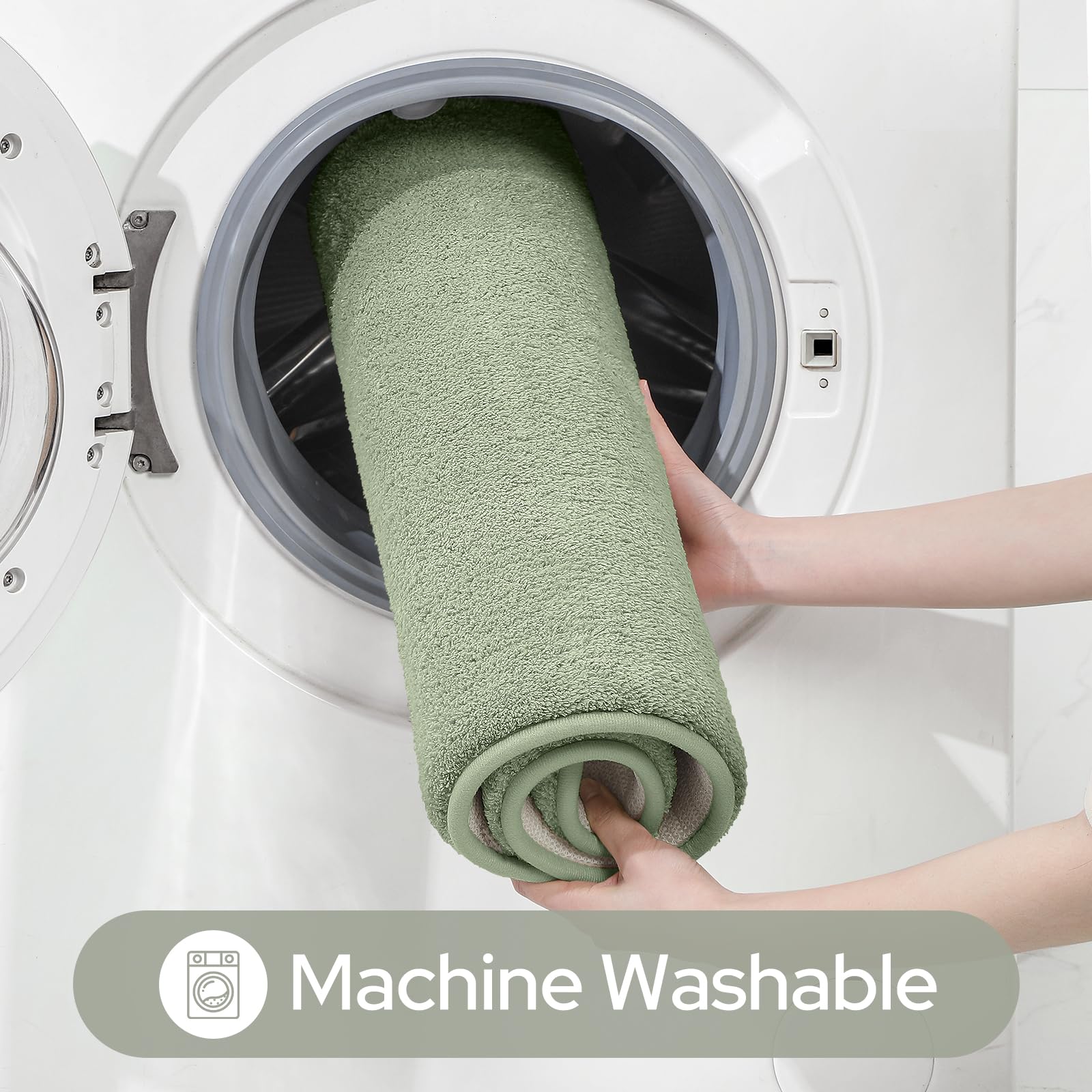 HOMEIDEAS sage green bath rug absorbs spills and dries feet quickly