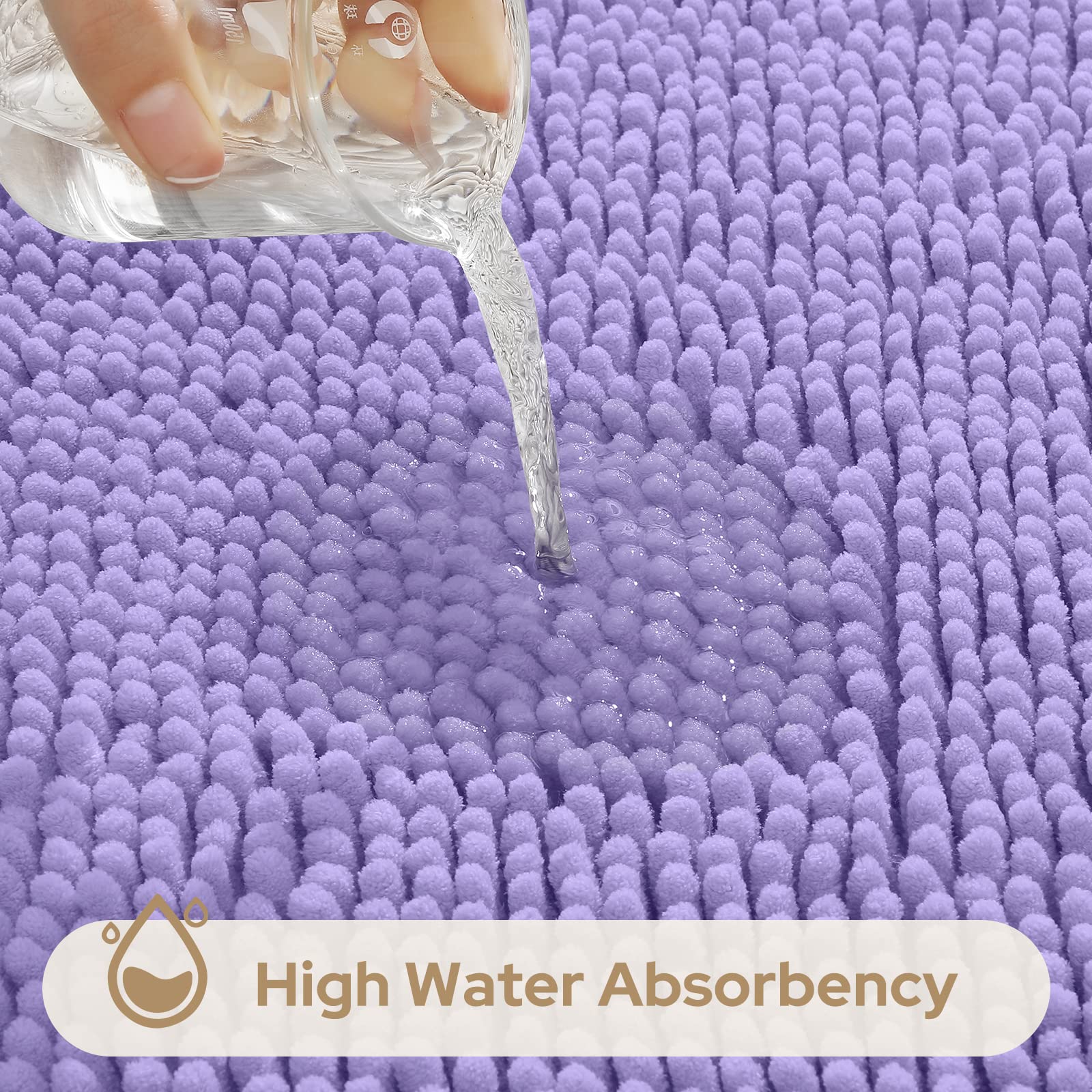 HOMEIDEAS absorbent mat traps moisture for a drier bathroom floor.