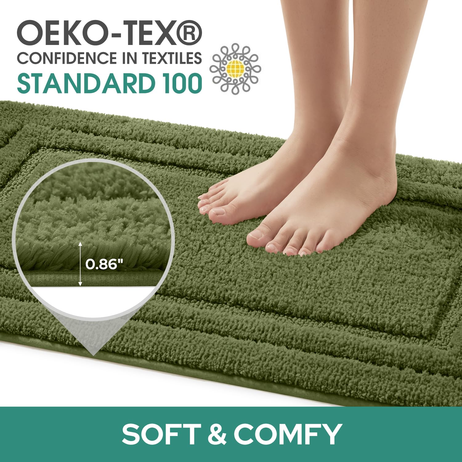 HOMEIDEAS absorbent microfiber bath mat dries quickly on tile to prevent puddles