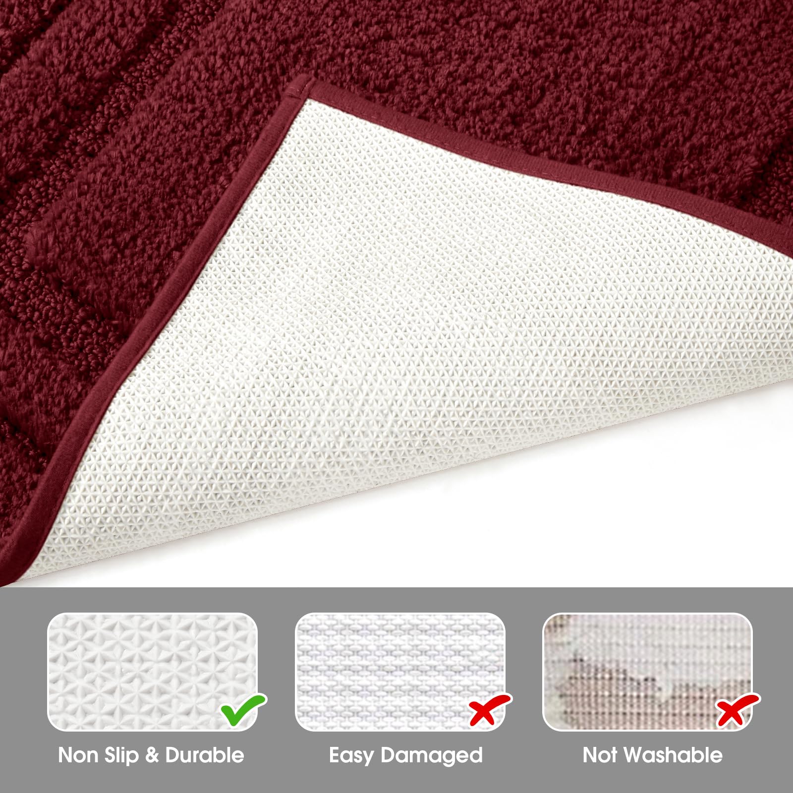 HOMEIDEAS fast-drying microfiber mats – quick moisture removal after bath.