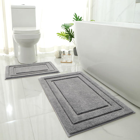 HOMEIDEAS bath rug set gray two-piece for a soft, cozy touch