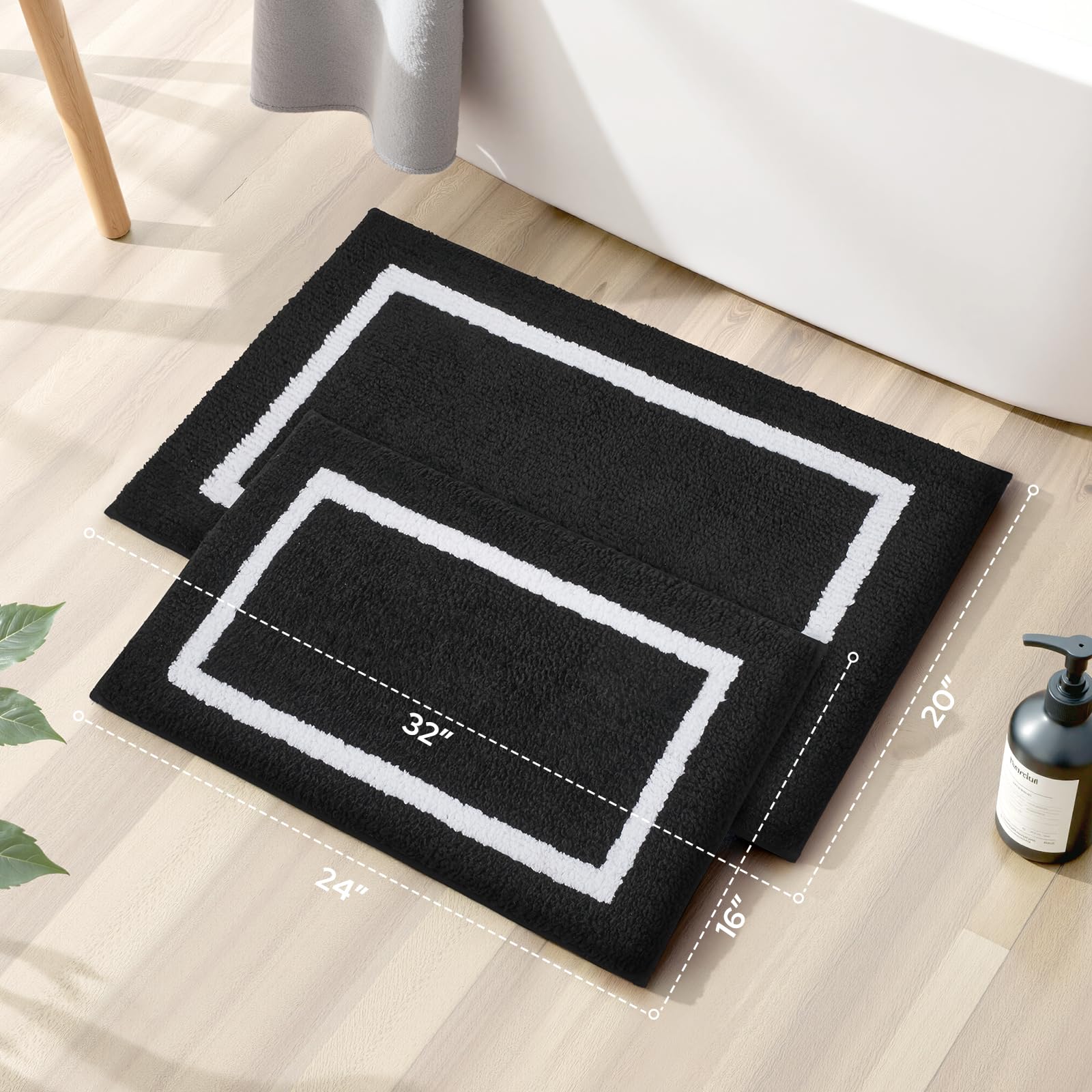 HOMEIDEAS bath rug set machine washable for easy upkeep.