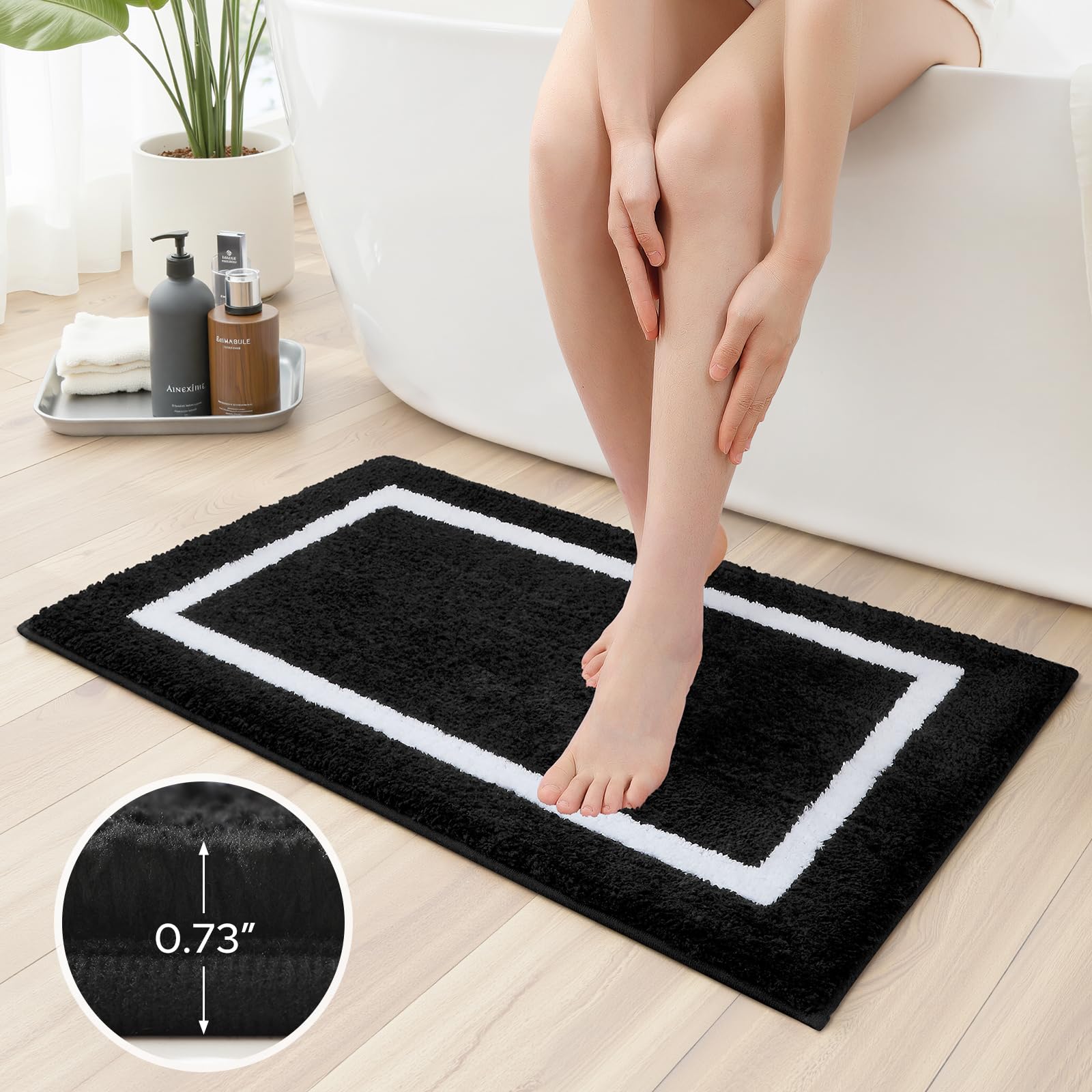 HOMEIDEAS bath rug set plush texture offers inviting comfort during routines.