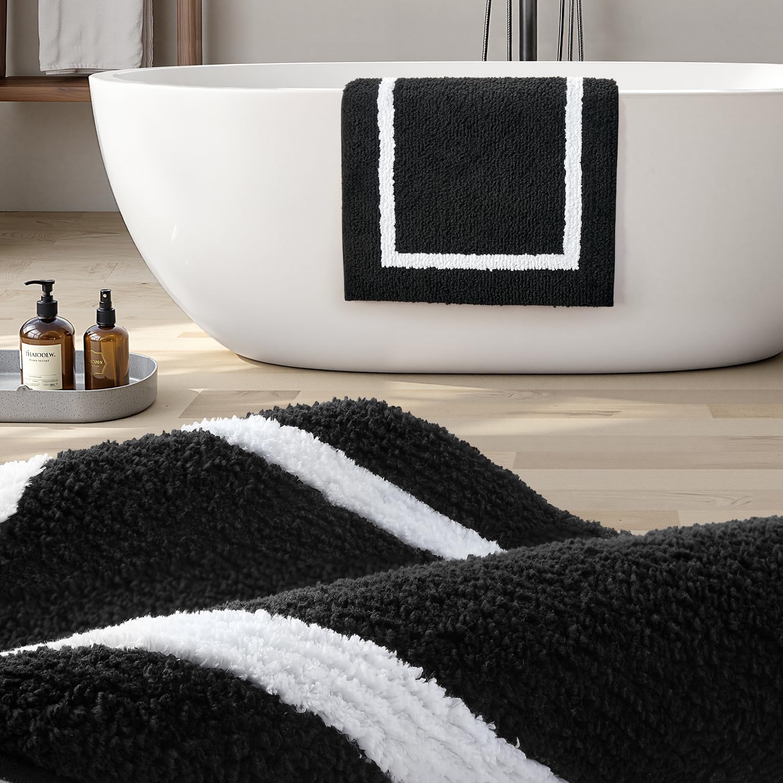 HOMEIDEAS bath rug set versatile for bathrooms, bedrooms, and entryways.