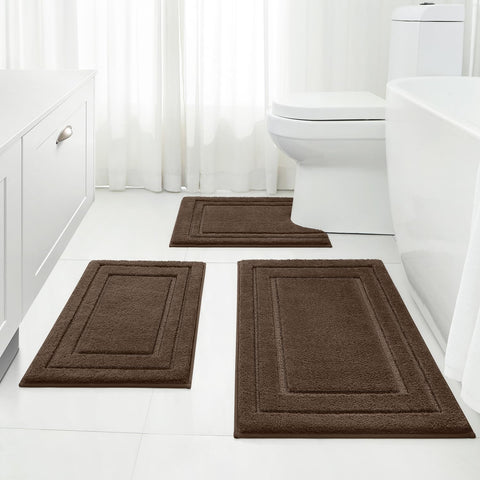 HOMEIDEAS bathroom rug set; plush microfiber for cozy feet after showers.