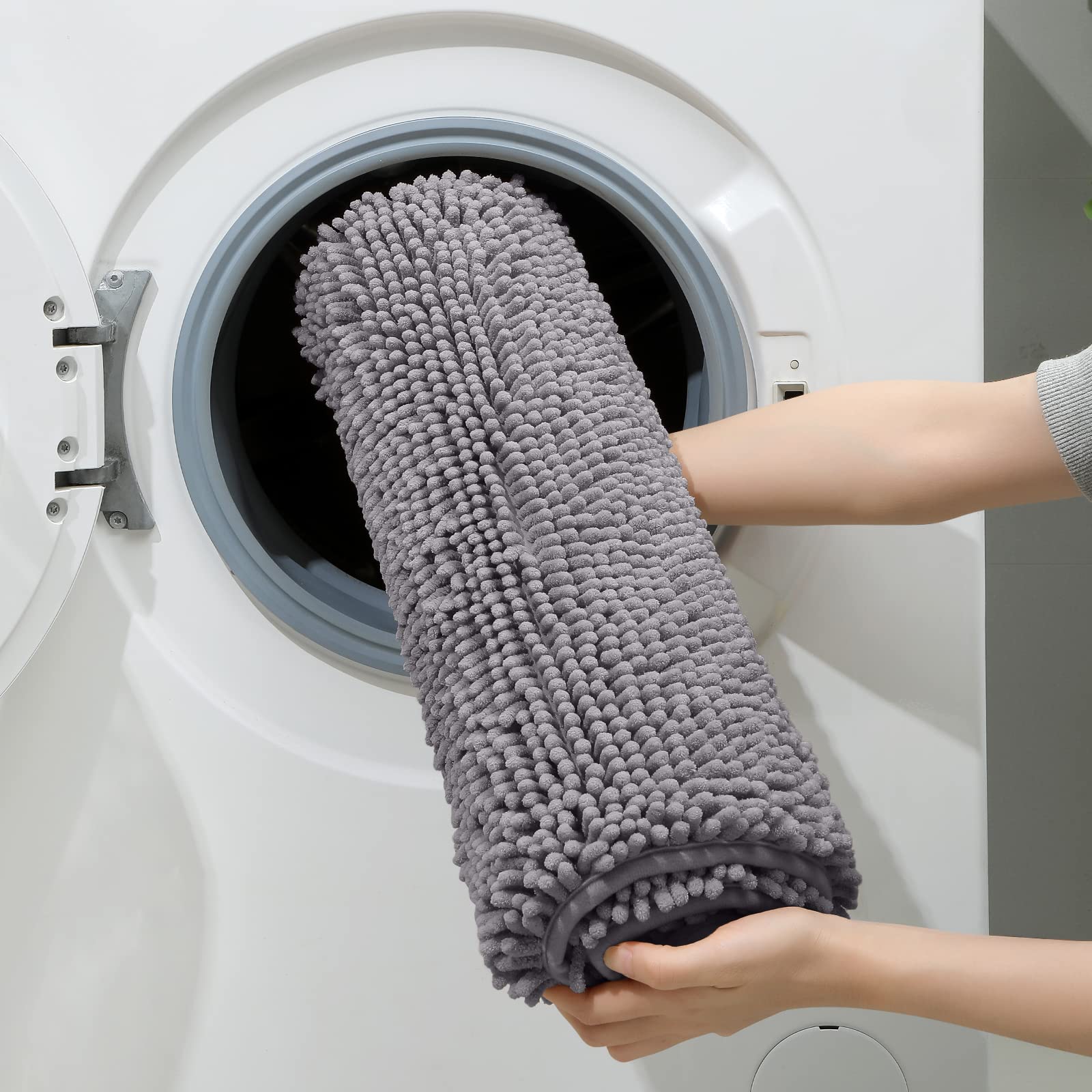 HOMEIDEAS high water absorbency keeps bathroom floors dry after showers.